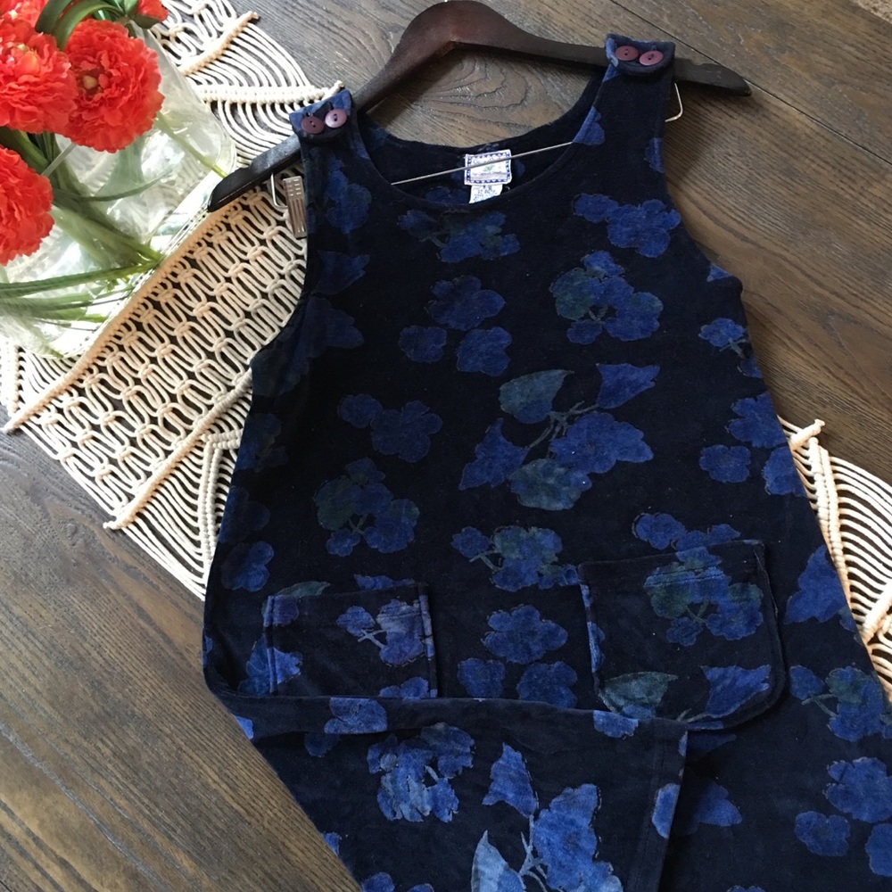 Cornelloki | Velvet Blue Floral Dress
